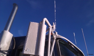 Ice covered mirror and antenna